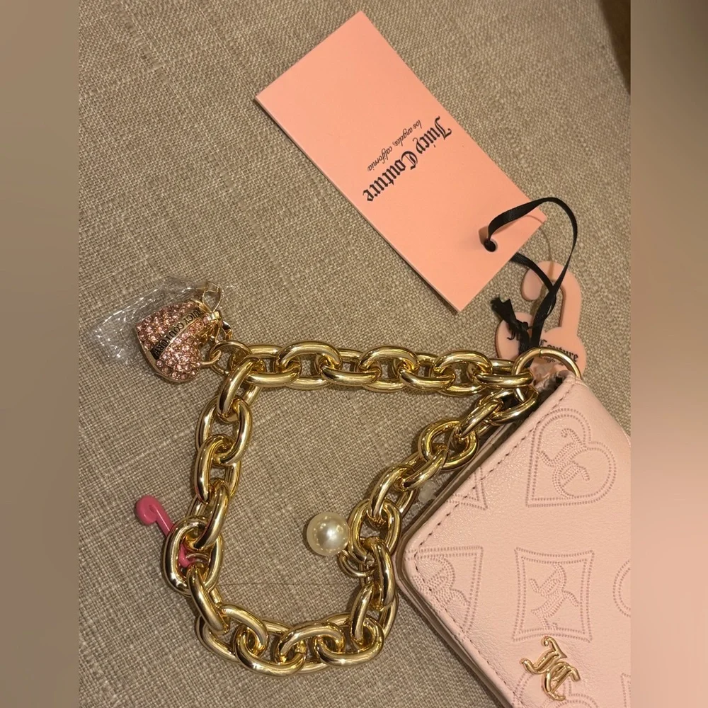 Juicy Couture Light Pink Monogram Key & Card Holder